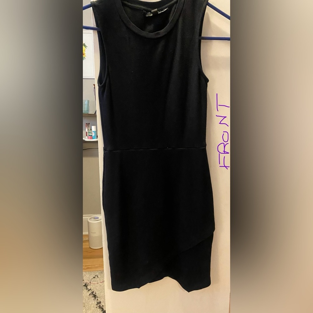 Topshop, black mini dress with a crisscross bottom